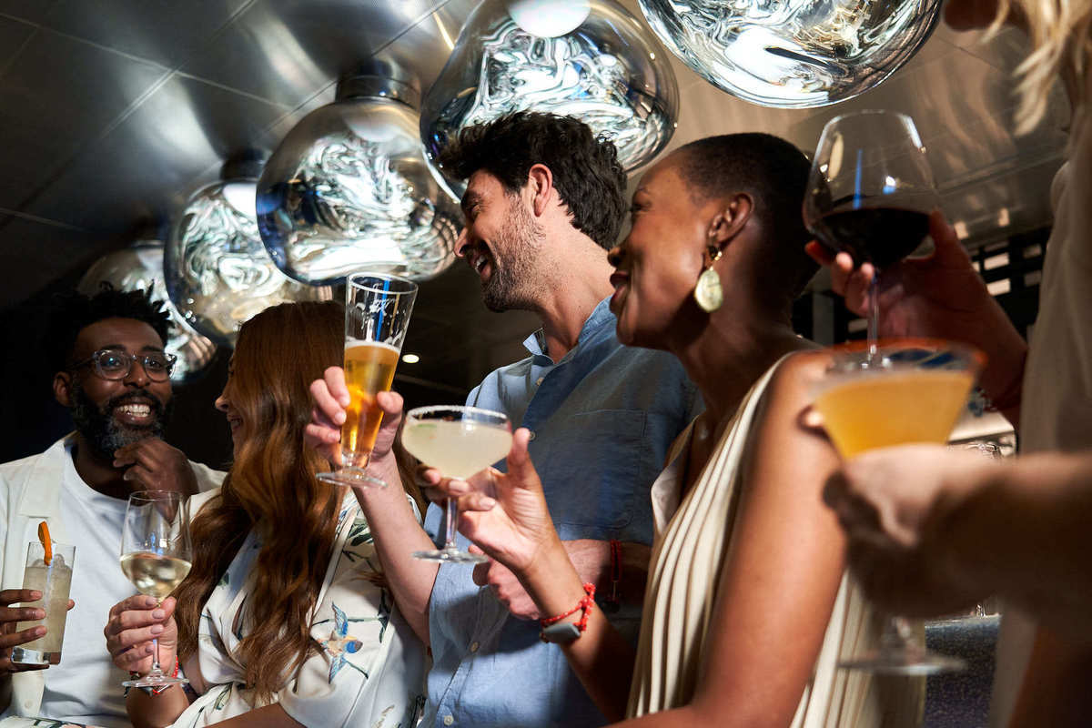 Pink agave cocktail lifestyle shot | Virgin Voyages | Virgin Voyages Bar Tab